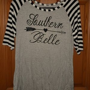 Striped Sleeve Southern Belle Shirt